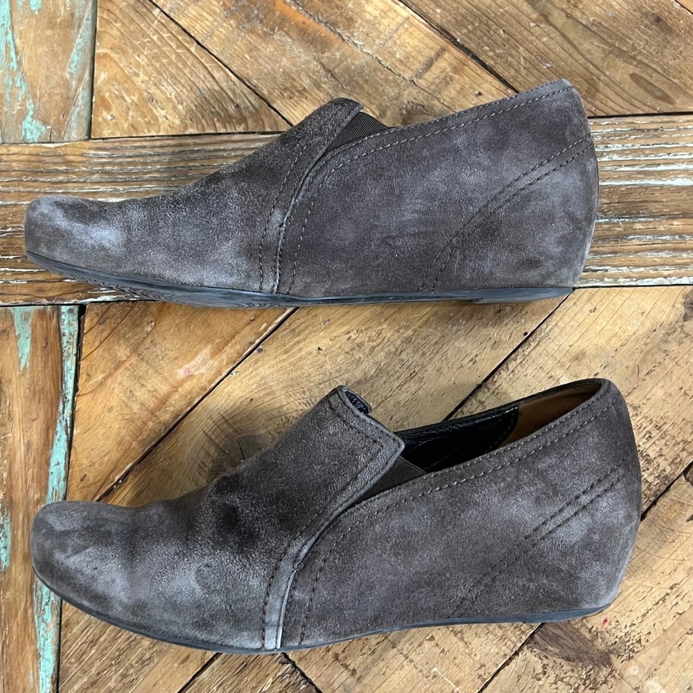 Paul Green München Suede Leather Wedge Heel Slip‎ On Ankle Booties Size 6 - Picture 4 of 10